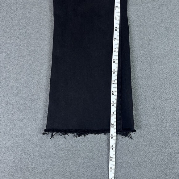 Spanx Jeans Womens Small Black Cropped Flare Pull On Stretch Distressed Raw Hem - Picture 8 of 13